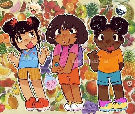 Dora And Amanda, Amanda And Dora, Amanda The Adventurer Fanart, Amanda The Adventurer, Dora The Explorer, Cartoon Crossovers, Cute Little Drawings, Cute Art Styles, Kids Shows