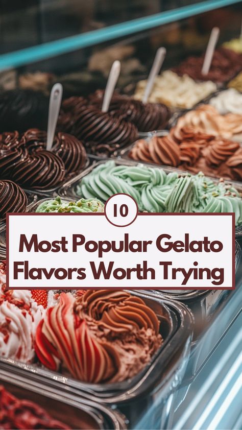 A variety of popular gelato flavors, including chocolate, vanilla, strawberry, and pistachio, displayed in a gelato shop. Peanut Butter Gelato, Gelato Florence, Stracciatella Soup, Talenti Gelato, Gelato Flavors, Pistachio Gelato, Gelato Recipe, Gelato Shop, Spicy Dishes