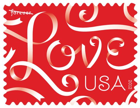 Ribbon Love Stamp Louise Fili, Jessica Hische, Wedding Postage, Words Love, Forever Stamps, My Funny Valentine, Love Stamps, Postal Stamps, Typography Letters