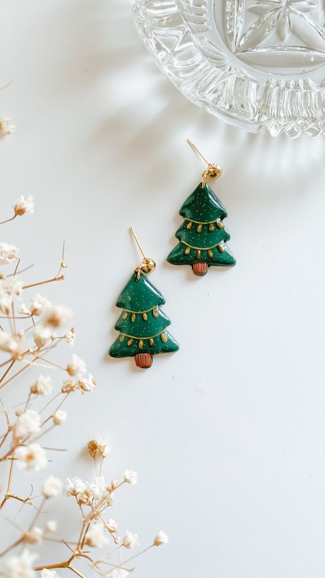 Christmas Tree Clay, Christmas Clay Earrings, Tree Clay, Poinsettia Earrings, Christmas Gift Earrings, Old Fashion Christmas Tree, Snowman Earrings, Winter Earrings, Christmas Clay