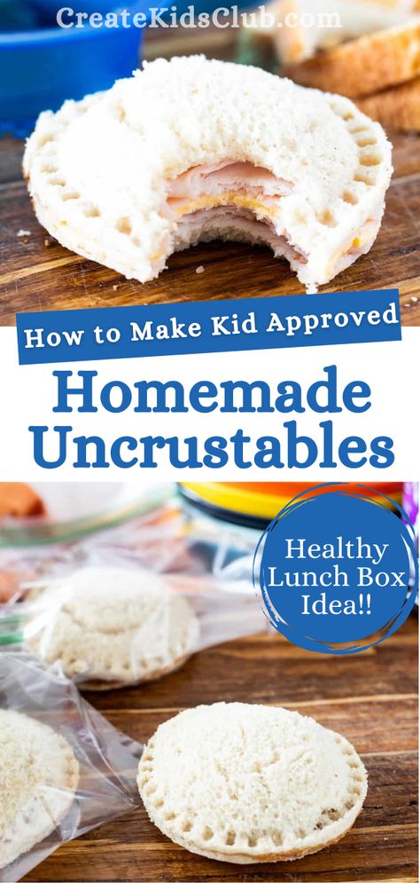 Learn how to make Homemade Uncrustables saving money and time. Freeze in individual ziplock bags to make packing lunchboxes a breeze. Freezing Sandwiches School Lunch, Cold Lunch Ideas For Kids School, Homemade Uncrustables Filling, Uncrustable Sandwich Ideas, Ham And Cheese Uncrustables, Home Made Uncrustables, Make Ahead Snacks To Freeze, Homemade Uncrustables Frozen, Homemade Uncrustables Ideas