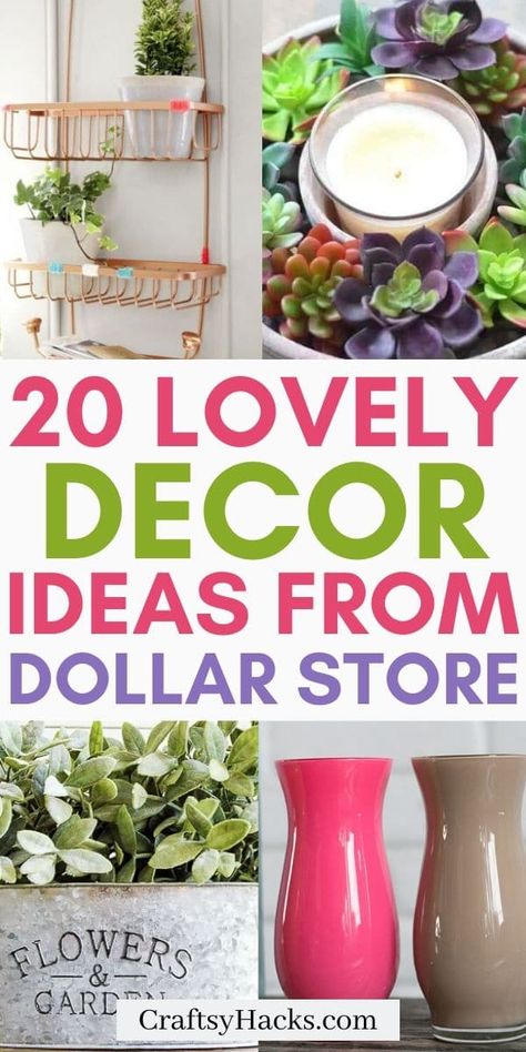 You can easily save money on home decor while having a stylish home with these incredible Dollar Store decorating hacks! All you need is a few Dollar Tree decorating items to have beautiful home decor on a low budget. #Decorating #DollarTree Dollar Tree Floral Decor, Dollar Tree Cubicle Decor, Diy Dollar Store Crafts For Home Decor, Dollar Tree Diy Crafts Decor Simple, Dollar Store Garden Ideas, Dollar Store Decorating, Hexagon Decor, Spring Organization, Country Decor Diy