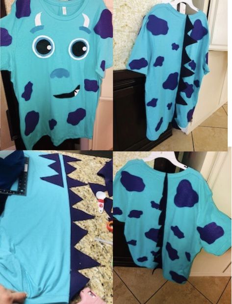 DIY Sully costume Sully Shirt Diy, Homemade Sully Costume, Sulley Costume Diy, Monster Inc Costume Ideas, Diy Mike And Sully Costume, Sully Diy Costume, Sully Monsters Inc Costume Diy, Diy Sully Costume Monsters Inc, Diy Sully Costume