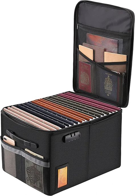 File Box Organization, Office Safe, Office Organization Files, Box File, Portable Office, Box With Lock, Document Organizer, Folder Organization, File Organizer