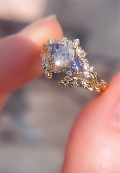 Angelite Engagement Ring, Engagement Rings Mystical, Fairy Like Wedding Ring, Fairy Tail Wedding Ring, Fairy Inspired Engagement Rings, Angelic Engagement Ring, Whimsical Promise Rings, Engagement Rings Tangled, Engagement Ring Fairytale