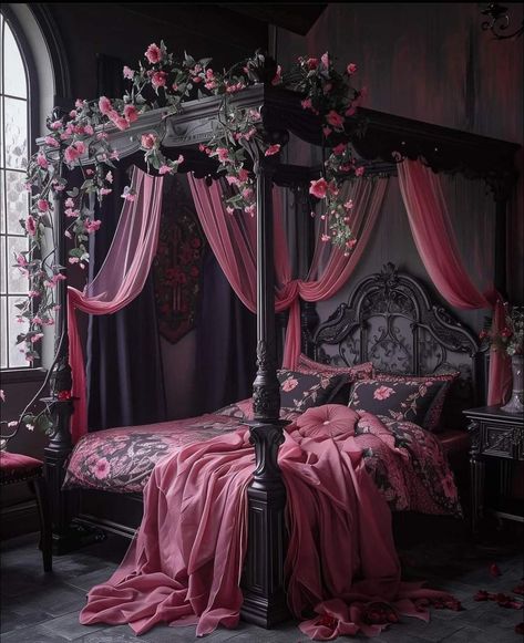 Black House Ideas, Design Photography Ideas, Gothic Bedrooms, Gothic Bedroom Ideas, Medieval Home Decor, Victorian Room, Castle Bedroom, Gothic Interior, Gothic Bedroom