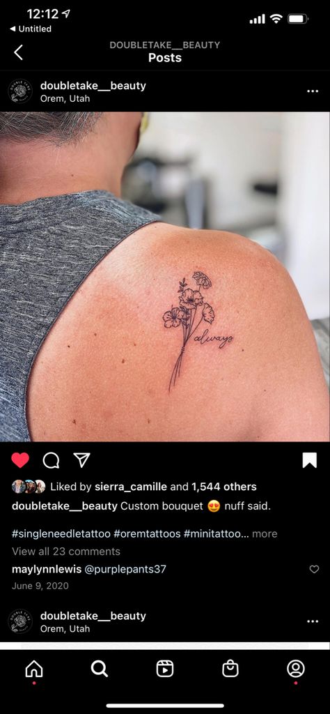 Bouquet Meaningful Flower Bouquet Tattoo, Bouqette Of Flower Tattoo, Dainty Rose Bouquet Tattoo, Dainty Flower Bouquet Tattoo Placement, Dainty Flower Bouquet Tattoo, Flower Bouquet Tattoo, Bouquet Tattoo, Single Needle Tattoo, Custom Bouquet