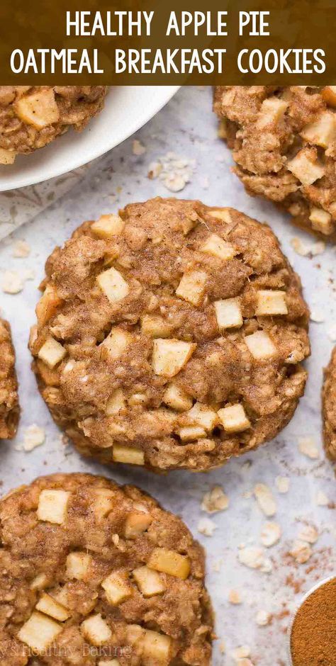 Breakfast Cookies For Kids, Healthy Clean Eating Breakfast, Healthy Apple Pie Oatmeal, Crisp Topping, Apple Pie Oatmeal, Healthy Apple Pie, Menu Sarapan Sehat, Oatmeal Breakfast Cookies, Biscuits Diététiques