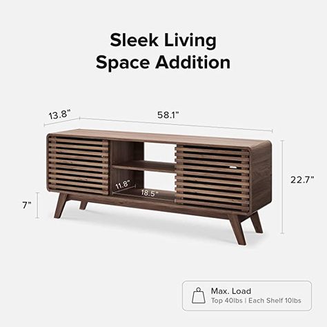 Tv Stand Mid Century, Slatted Door, Tall Tv Stand, Tall Tv Stands, Mid Century Modern Tv, Entertainment Center With Storage, Tv Stand Entertainment Center, Midcentury Tv Stand, Farmhouse Entertainment Center