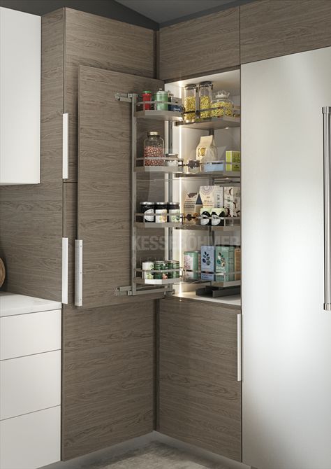 Our TANDEM pantry is a versatile storage solution for tall cabinets. It is the perfect complement for your modern kitchen and the ultimate solution for pantry organization! Tandem Pantry, Florida Kitchens, Pantry Kitchen Cabinets, Pullout Storage, Kitchen Tall Units, Kitchen Cabinets Pantry, Tall Cabinets, Storage Pantry, Larder Unit