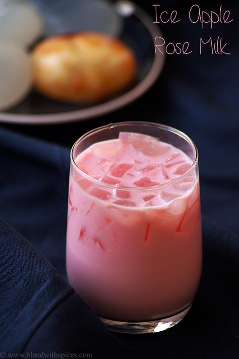 Rose Milk Aesthetic, Rose Milk Recipe, Ice Apple, Summer Drink Recipe, Food Background Wallpapers, Tesla Quotes, Rose Syrup, Yummy Summer Drinks, Ayurveda Recipes