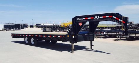 PJ Trailers Gooseneck Flatbed 24 Ft. Motorcycle Trailers Pull Behind, Gooseneck Flatbed Trailer, Harbor Freight Trailer, Truck And Horse Trailer, 5x8 Utility Trailer, Gooseneck Trailer, Hot Shots, Trailers For Sale, Trailer