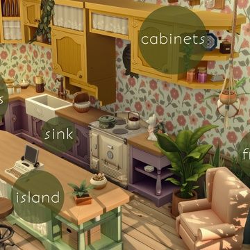 COTTAGE COR BLIMEY! Kitchen in Image Spectra | Patreon Sims 4 Cottage, Sims 4 Kitchen, Sims 4 Build, Sims 4 Houses, Cottage Living, Sims 4 Cc Finds, Cottage Kitchen, Cc Finds, They Live