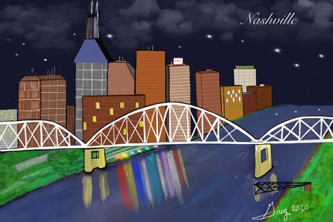 Nashville skyline drawing Skyline Drawing, Nashville Skyline, Nashville, Paintings, Drawings