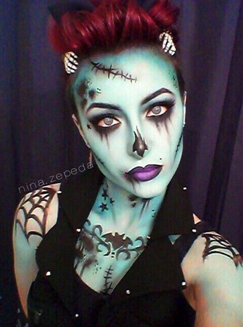 Glam Zombie, Zombie Face Paint, Zombie Hair, Pop Art Zombie, Zombie Halloween Makeup, Zombie Nurse, Zombie Face, Cute Zombie, Zombie Walk