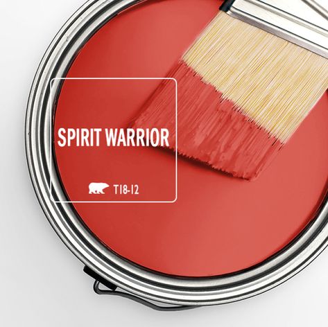 Spirit Warrior Behr Paint, Red And Orange Interior, Cayenne Paint Color, Red Behr Paint Colors, Behr Vermillion Paint Color, Orange Red Paint Colors, Behr Orange Paint Colors, Behr Red Paint Colors, Farmhouse Laundry Rooms