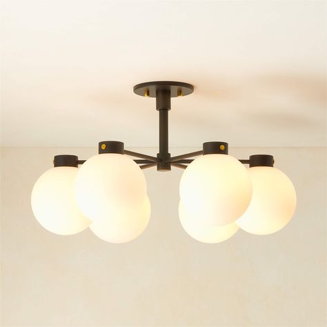 Marra Modern 6-Bulb Black Flush Mount Light + Reviews | CB2 Black Globe Pendant Light, Brass Flush Mount Light, Black Flush Mount Light, Semi Flush Mount Chandelier, Blue Pendant Light, Iron Wall Sconces, Globe Pendant Light, Flush Mount Light, Brass Pendant Light