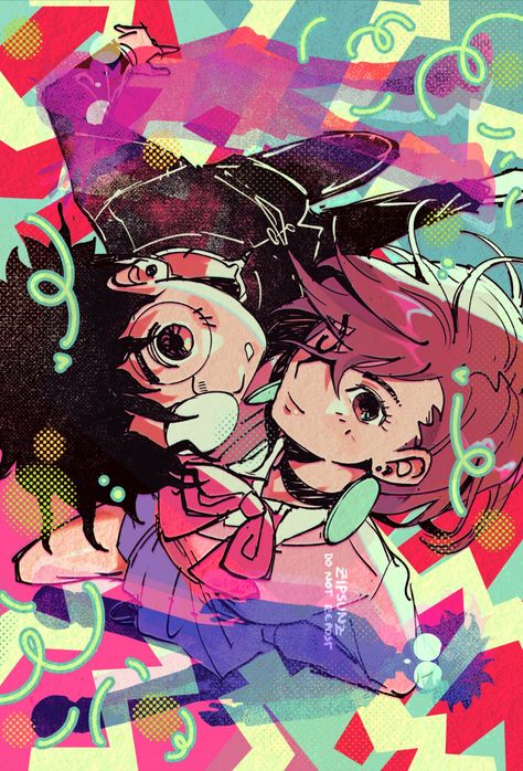 MOMO & OKARUN by zipsunz-🎀- #dandadan Komi Can't Communicate Official Art, Manga Playlist Covers, Serious Character Design, Dandan Wallpaper, Dan Da Dan Drawing, Dandandan Pfp Momo, Momo Pfp Dandadan, Dandadan Okarun Fanart, Dan Da Dan Momo Pfp