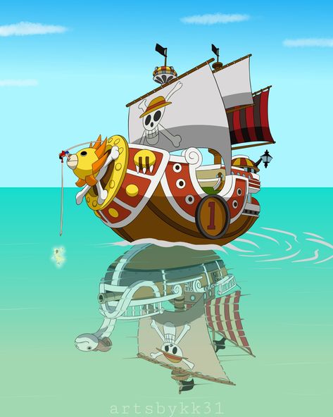 An illustration of Thousand Sunny and Going Merry Sunny Go, Going Merry, Ace And Luffy, One Piece Tattoos, Watch One Piece, One Piece Crew, One Peice Anime, One Piece Funny, Anime Nerd