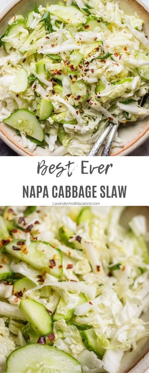 Napa Cabbage Slaw, Slaw Recipe, Napa Cabbage, Cabbage Slaw, Side Dish, Sandwiches, Tacos, Salad, Chicken