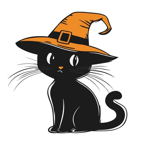 DIY your Halloween party invitations with these spooky fonts! Black Cat Easy Drawing, Cat In Hat Drawing, Cats And Halloween, Simple Black Cat Drawing, Halloween Clipart Free Printables, Halloween Cute Art, Spooky Cat Drawing, Witch Cat Drawing, Halloween Cat Painting