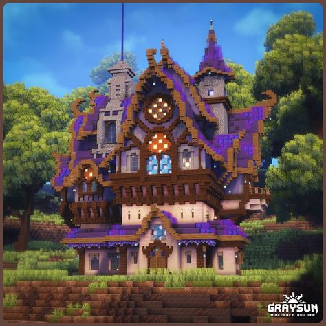 Minecraft Plaza, Fantasy Builds Minecraft, Fantasy Minecraft House, Pretty Minecraft, Magical Mansion, Minecraft Fantasy House, Play Bakery, Cottage Minecraft, Minecraft Download