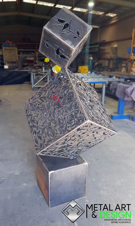 Sculptures | Metal Art & Design | Geelong Cubes Sculpture, Cool Welding Projects, Metal Welding Art, Custom Metal Art, Metal Workshop, Diy Welding, Metal Working Projects, Sculpture Metal, Steel Art