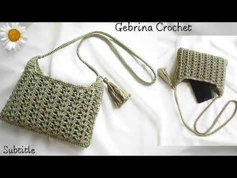 New Desain Crochet Bag - Hanya 1 Gulung Benang Bisa Mengahasilkan Tas Rajut Secantik Ini (Subtitle) - YouTube Hand Bag Design, Crochet Hand Bag, Crochet Sling Bag, Crochet Bag Tutorials, Crochet Pouch, Crochet Videos Tutorials, Crochet Purse Patterns, Crochet Bags Purses, Purse Patterns