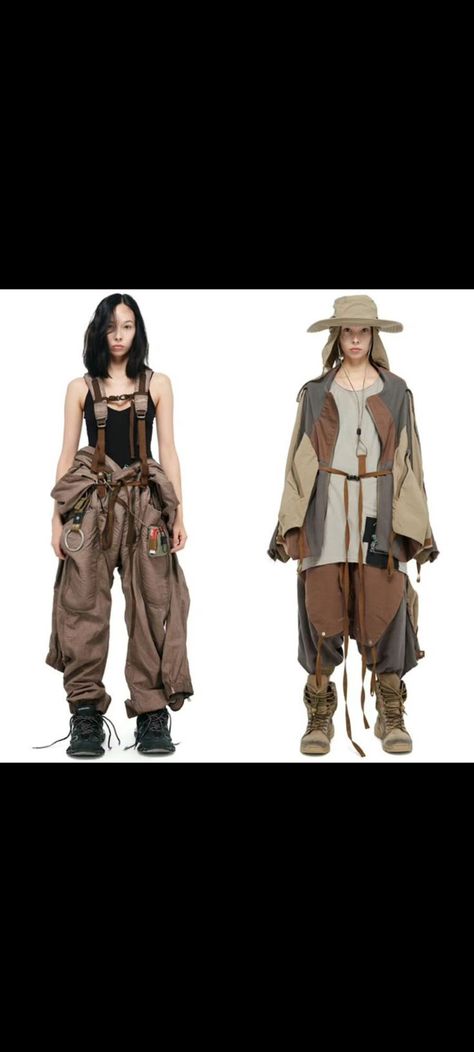 Junkpunk Fashion, Fantasy Gardener Outfit, Fantasy Techwear, Desert Explorer Outfit, Solar Punk Fashion Aesthetic, Hopepunk Fashion, Nature Punk Fashion, Mechanic Aesthetic Outfit, Solar Punk Fashion Men