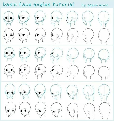 Face rotation Face Angles, Manga Tutorial, 얼굴 드로잉, Drawing Eyes, Anime Head, Drawing Heads, Drawing Faces, Anime Drawings Tutorials, Drawing Practice