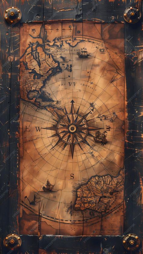 Old World Maps Vintage Aesthetic, Ancient Map Aesthetic, Vintage World Map Aesthetic, Compass Aesthetic Vintage, Timetraveller Aesthetic, Old Map Aesthetic, Old Pirate Map, Pirate Background, Pirate Wallpaper