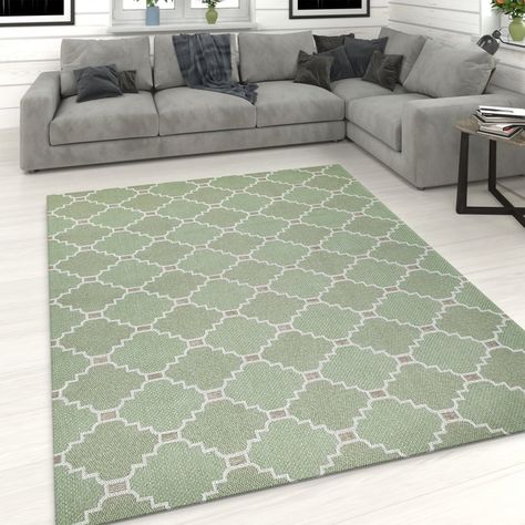 ClassicLiving Padilla Flatweave Green/White Rug | Wayfair.co.uk Grey Trellis Rug, Area Rug Sets, Colour Shades, Sazerac, Safe Environment, Trellis Pattern, Cotton Area Rug, Large Carpet, Underfloor Heating