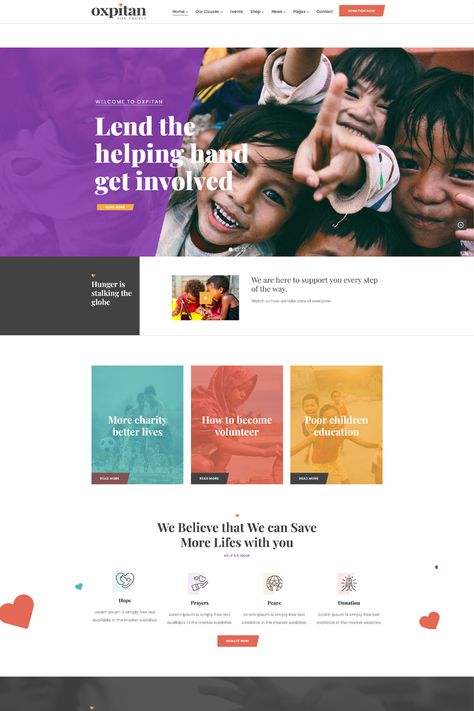 Oxpitan - Nonprofit Charity WordPress Theme is a WordPress theme specifically designed for nonprofit organizations and charity websites. It offers a range of features and functionalities to help you create an impactful and professional online presence for your nonprofit organization. Non Profit Newsletter Design, Campaign Website Design, Preschool Website Design, Volunteer Website, Non Profit Website Design, Community Website Design, Charity Website Design, Non Profit Website, Kids Websites