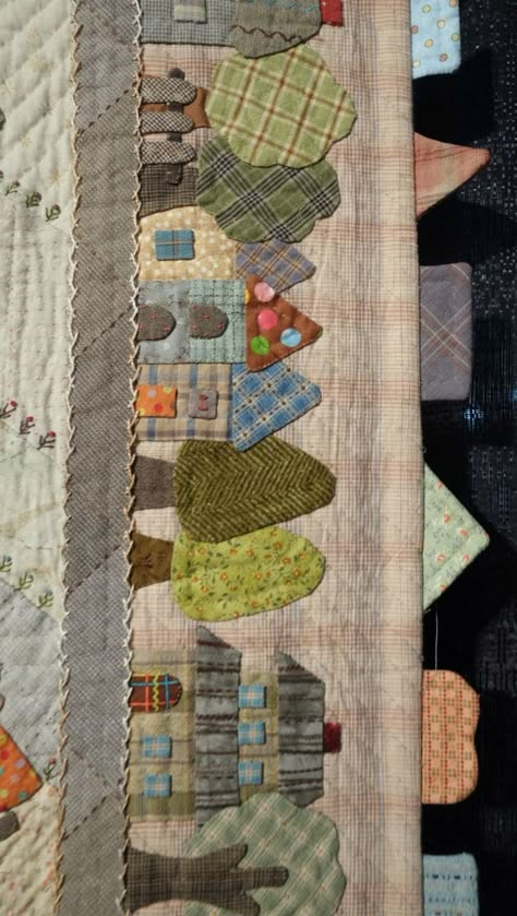 Colchas Quilting, House Quilt Block, House Quilt Patterns, Landscape Art Quilts, Patchwork Clothing, Japanese Patchwork, Wool Applique Patterns, Applique Quilt Patterns, Bantal Sofa