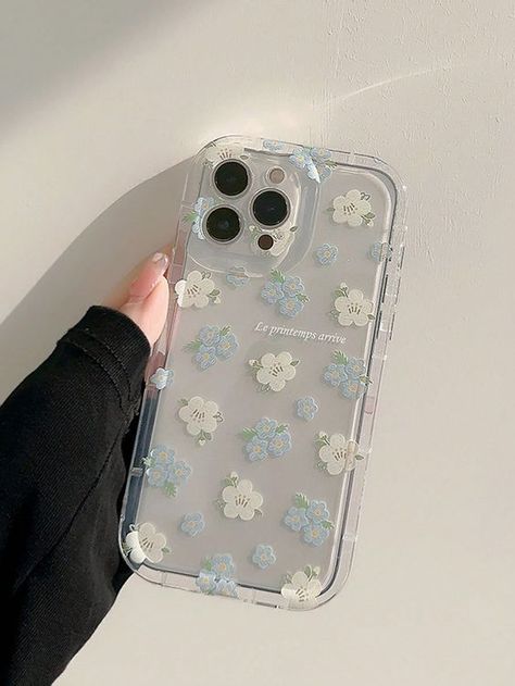 Floral Pattern Clear Phone Case - iPhone 12 Pro Clear Cute Phone Cases, Cute Phone Cases Aesthetic, Phone Cases Clear, Phone Cases Aesthetic, Phone Cases Cute, Vintage Phone Case, Capas Samsung, Phone Case Aesthetic, Girly Phone Cases