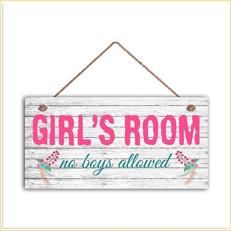 MAIYUAN Girl's Room Sign, No Boys Allowed, Girl's Room Decor, Nursery, Girl's Door Sign, Room Plaque, Birthday Gift, 5" x 10" Girls Door Sign, Rainbow Girls Room, Girls Room Sign, Girls Room Colors, No Boys, Boho Rainbow Wall, No Boys Allowed, Childrens Bedroom Decor, Girl’s Room