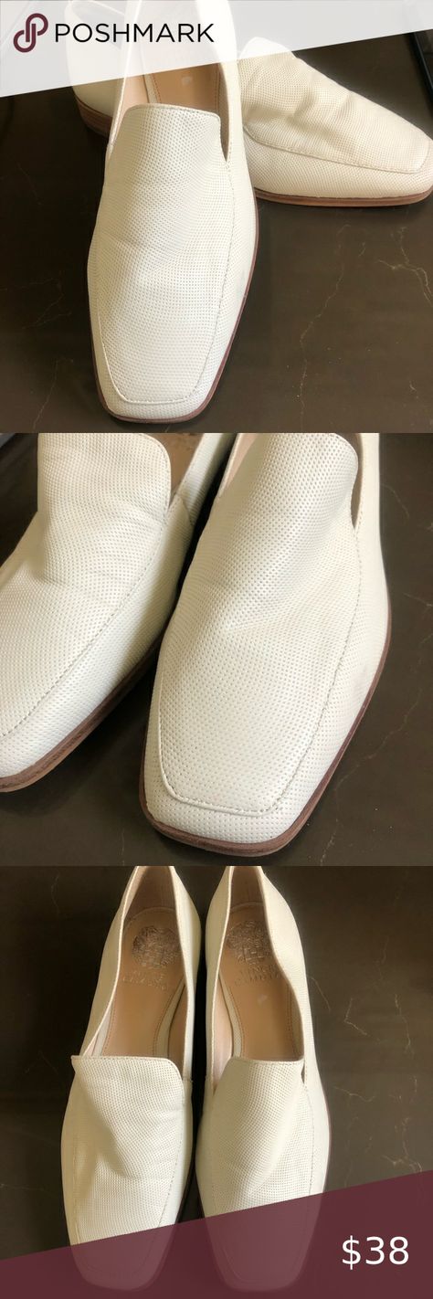 Vince Camuto Ivory Leather Loafer size 8.5 Brown Heels, Textured Design, Vince Camuto Shoes, Classic Leather, Texture Design, Leather Loafers, Vince Camuto, Wardrobe Staples, Loafers