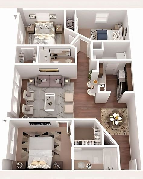 Hazlo tú mismo | 𝐏𝐑𝐎𝐘𝐄𝐂𝐓𝐎 𝐀𝐑𝐐𝐔𝐈𝐓𝐄𝐂𝐓𝐎𝐍𝐈𝐂𝐎.🏠✅ | Facebook Apartment Floor Layout, Big Apartment Floor Plan, Small Home Ideas House Plans, 2 Bedroom Apartment Floor Plan, Two Bedroom House Design, Bloxburg House Layouts, 3 Bedroom Floor Plan, Apartment Floor, Small Floor Plans