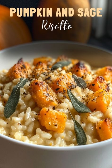 Enjoy creamy pumpkin and sage risotto, a cozy and flavorful side dish that’s perfect for autumn and holiday meals. #PumpkinRisotto #HolidaySides Healthy Risotto Recipes, Pumpkin Risotto Recipes, Sage Risotto, Pumpkin Risotto, Pumpkin Seed Recipes, Holiday Sides, Health Dinner, Holiday Meals, Risotto Recipes