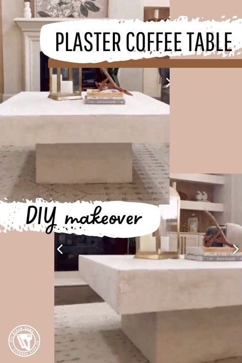 I am in love with this furniture flip! This coffee table makeover using plaster is sure to be a focal piece for your living space. Limewash Coffee Table, Diy Plaster Table Top, Diy Textured Coffee Table, Plaster Diy Table, Diy Coffee Table Concrete, Plaster Diy Furniture, Diy Concrete Coffee Table Round, Table Tiles Diy, Stone Table Diy