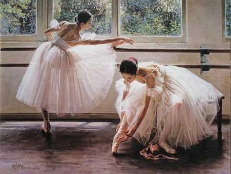 Guan Zeju Ballet Painting, Art Ballet, Dancer Painting, Ballet Pictures, Ballet Beauty, Ballerina Art, Dance Paintings, Ballet Art, Ballerina Dancing