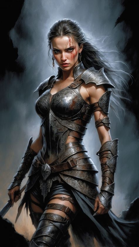 When faced with a Mistress of Battle, run! 😅 Woman Warrior Art, Woman In Armor, Fantasy Barbarian, Fairy Medieval, Amazon Woman, Female Warrior Illustration, Barbarian Woman, Women Warrior, Warrior Art