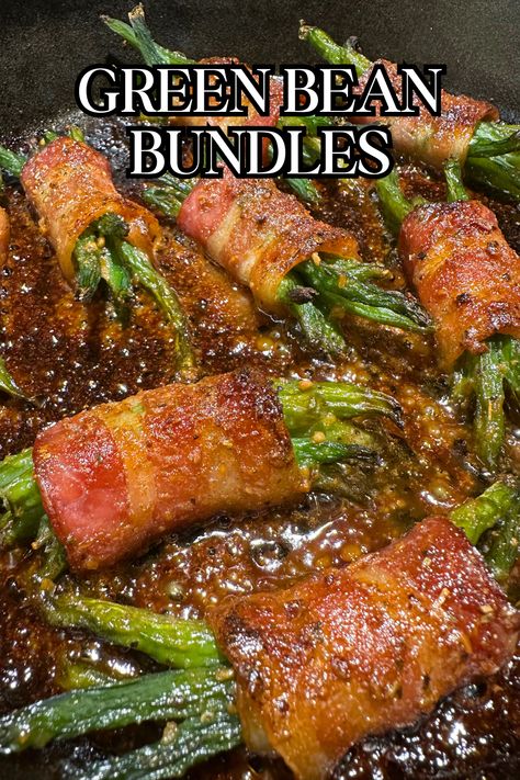 Perfectly savory and simple! These Bacon Green Bean Bundles are wrapped in crispy bacon and baked to perfection for a deliciously easy side dish everyone will love! Green Beans Bundles Bacon Wrapped, Bacon Green Bean Bundles, Green Bean And Bacon Bundles, Wrapped Green Beans With Bacon, Green Bean Wraps, Green Beans Wrapped With Bacon, Green Bean Roll Ups With Bacon, Green Bean Bundles Bacon Wrapped, Sweet Bacon Green Beans