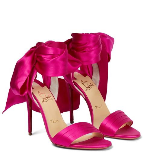 Christian Louboutin - Exclusive to Mytheresa – Vampanodo Du Desert 100 satin sandals | Mytheresa Louboutin Online, Ribbon Shoes, Satin Sandals, Rose Shoes, Fancy Shoes, Carrie Bradshaw, Designer Sandals, Open Toe Sandals, Toe Sandals