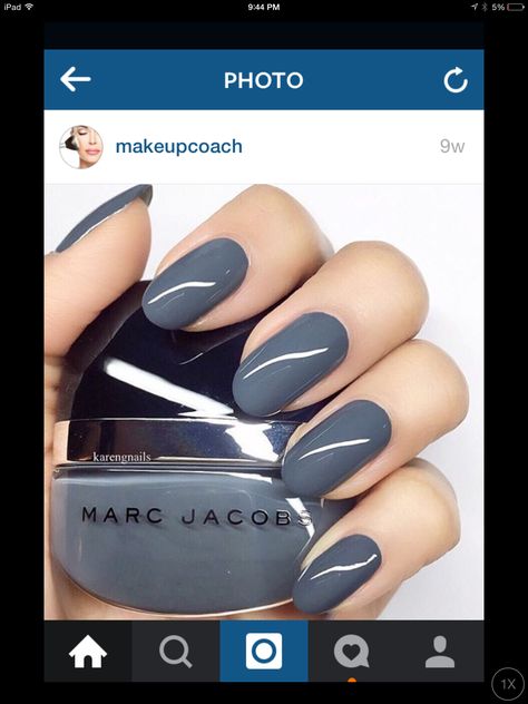 Grey Nail, Grey Nail Polish, Gray Nails, Round Nails, Nail Varnish, Nail Polish Colors, Blue Nails, Trendy Nails, French Nails