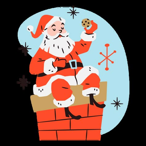 Santa claus vintage chimney PNG Design Santa Graphic Design, Happy Holidays Drawing, Santa Illustration Simple, Christmas Design Graphic Illustration, Holiday Logo Design, Water Wizard, Santa Clos, Santa Claus Illustration, Santa Illustration