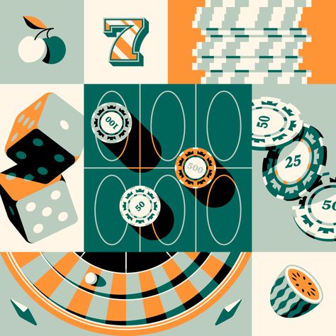 Attachment_1 Poker Illustration, Ikko Tanaka, Casino Roulette, 달력 디자인, Hat Club, Poker Chip, Graphic Poster Art, Casino Night, Las Vegas Weddings