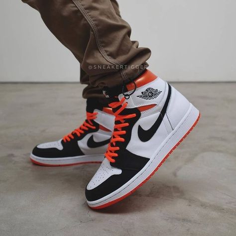 Air Jordan 1 Electro Orange,Air Jordan 1 White Orange Black,Air Jordan 1 Outfti Women Jordan 4 Off White, Nike Essentials, Nike Air Force 1 Custom, Nike Kicks, Nike Air Jordan Shoes, New Jordans Shoes, White Nike Shoes, Unique Sneakers, Nike Shoes Jordans