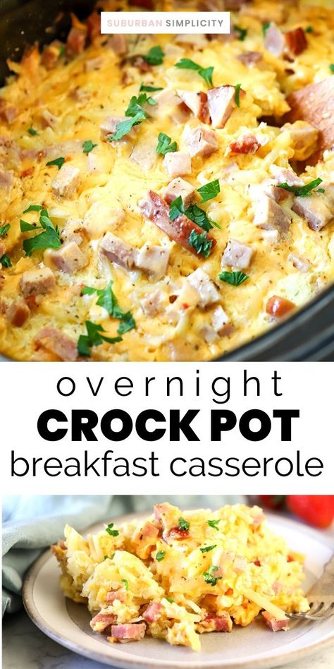 Crock Pot Breakfast Casserole, Crock Pot Breakfast, Breakfast Crockpot, Savory Ham, Stomach Growling, Crockpot Breakfast Casserole, Breakfast Crockpot Recipes, Slow Cooker Breakfast, Shredded Potatoes