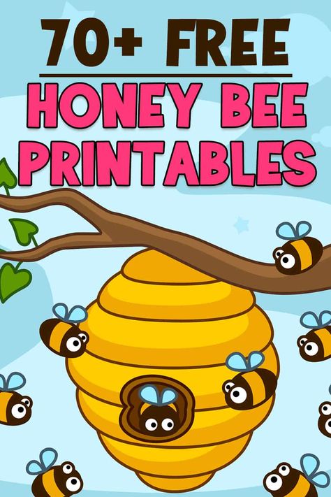 This huge list of free honey bee printables will teach your kids all about the importance of bees. Learn about the honey bee lifecycle, bees anatomy, bee facts, and more. Free printable bee lapbooks, honey bee unit studies, coloring pages, and more. Homemade Bee Decorations, Bee Kindergarten Craft, Free Printable Bees, Bee Hive Template, Bee Patterns Printable, Bees Kindergarten, Bee Lifecycle, Bee Classroom Theme, Honey Bee Craft